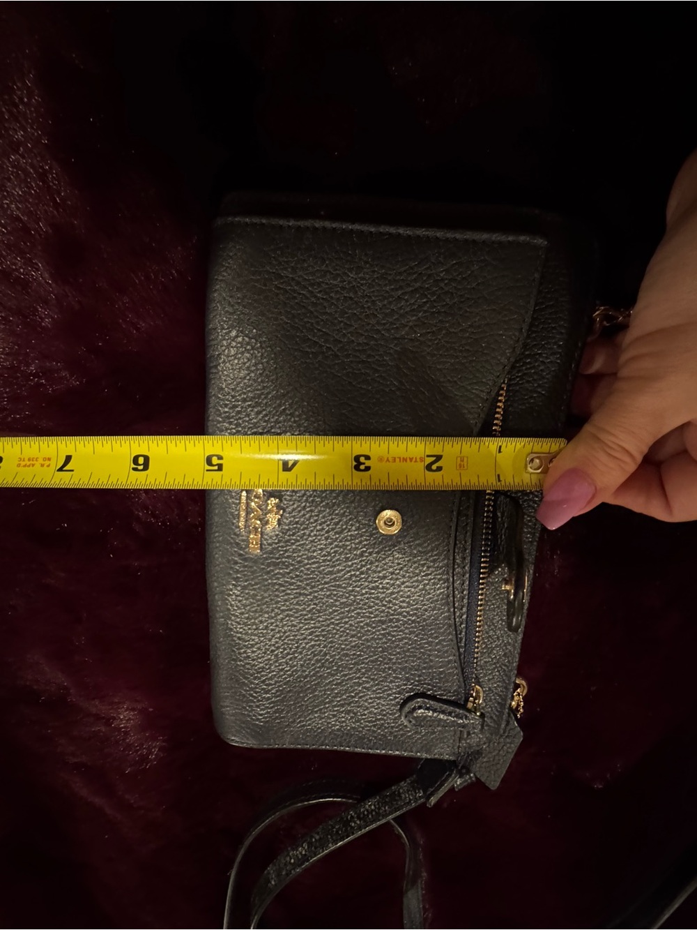 Coach Navy Pebbled Leather Crossbody Bag with Wallet and Gold Hardware - Picture 9 of 9